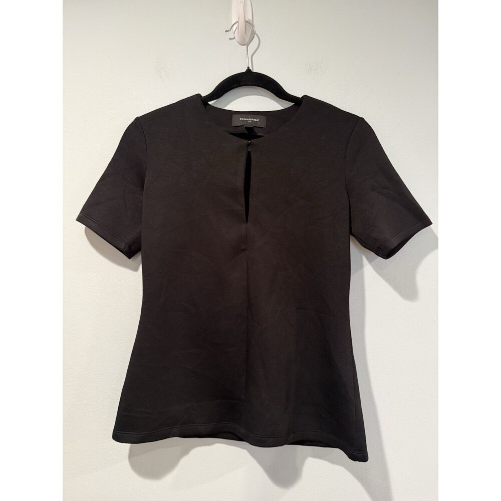 Banana Republic Top Womens XS Black Stretch Work Career Office Travel Minimal